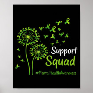 Mental Health Awareness Support Squad Green Ribbon Poster
