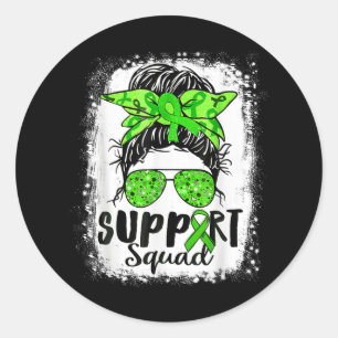 Mental Health Awareness Support Squad Messy Bun Gr Classic Round Sticker