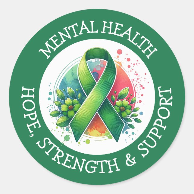 Mental Health Awareness - Support Strength Support Classic Round Sticker (Front)