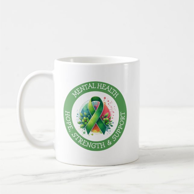 Mental Health Awareness - Support Strength Support Coffee Mug (Left)