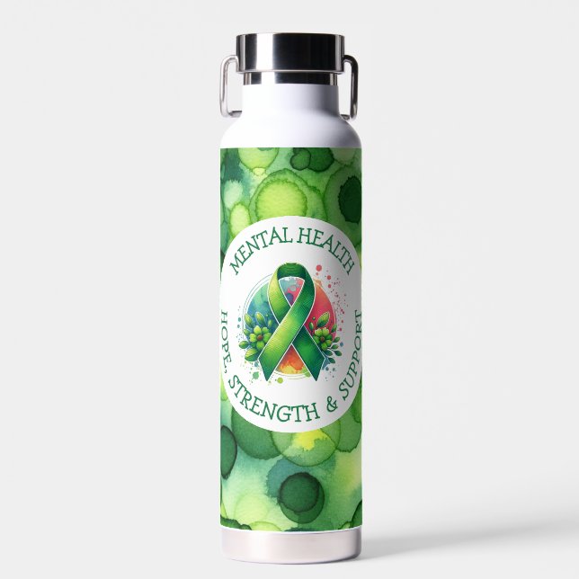 Mental Health Awareness - Support Strength Support Water Bottle (Front)