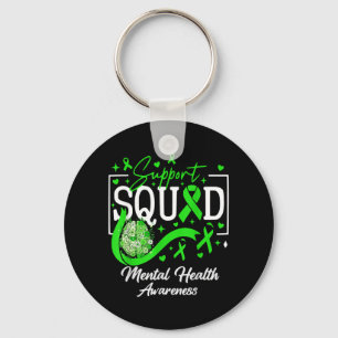 Mental Health Awareness Support Team Green Ribbon Key Ring