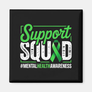 Mental health awareness support team green ribbonM Magnet