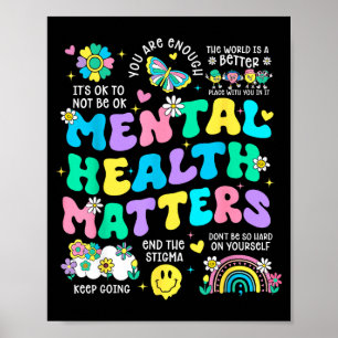 Mental health awareness therapy human brain poster