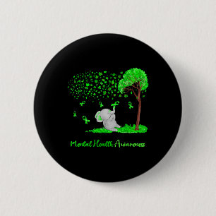 Mental Health Awareness Tree Elephant Ribbon 6 Cm Round Badge