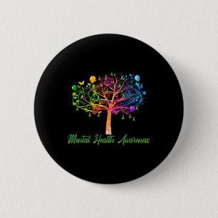 Mental Health Awareness Tree Ribbon 6 Cm Round Badge