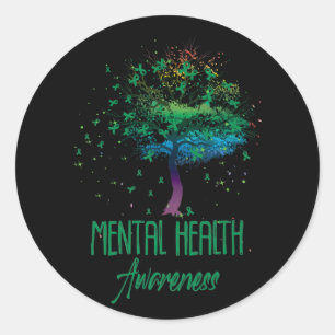 Mental Health Awareness Tree Ribbons Supporter Classic Round Sticker
