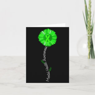 Mental Health Awareness Tree Suower Green Ribbon Card