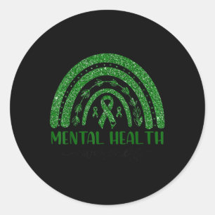 Mental Health Awareness-twinkle Rainbow. Classic Round Sticker