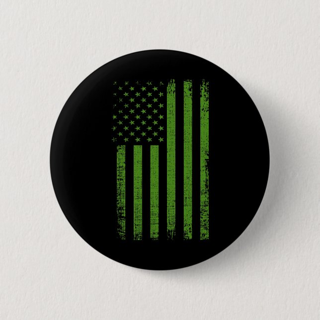 Mental Health Awareness USA Flag Green Flag  6 Cm Round Badge (Front)