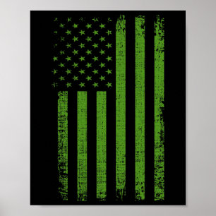 Mental Health Awareness USA Flag Green Flag Poster