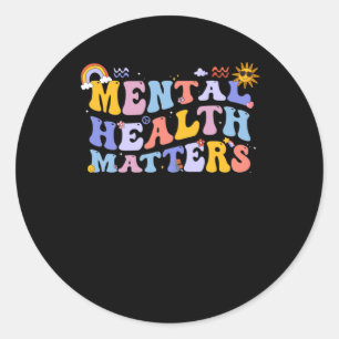 Mental Health Awareness Vintage Groovy Mental Heal Classic Round Sticker