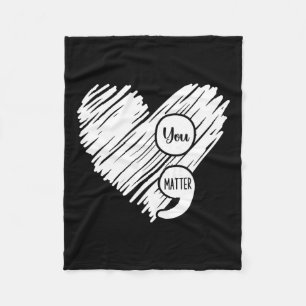 Mental Health Awareness Week Semicolon Suicide Pre Fleece Blanket