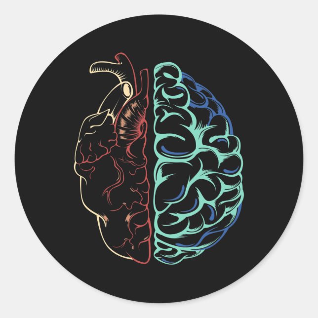 Mental Health Brain Heart Neurodiversity Emotion  Classic Round Sticker (Front)
