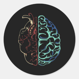 Mental Health Brain Heart Neurodiversity Emotion Classic Round Sticker