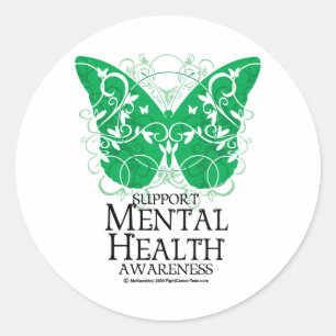 Mental Health Butterfly Classic Round Sticker