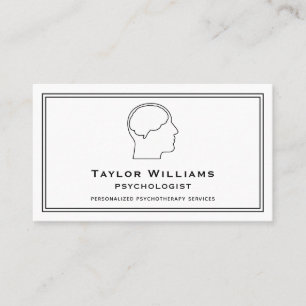 Mental Health Clinical Psychologist Black White Business Card
