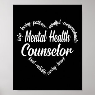 Mental Health Counsellor Heart Word Cloud Poster