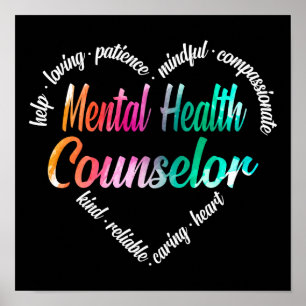 Mental Health Counsellor Heart Word Cloud Poster