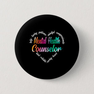 Mental Health Counsellor Heart Word Cloud Watercol 6 Cm Round Badge