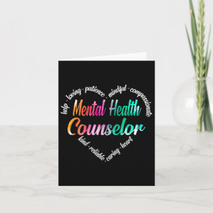 Mental Health Counsellor Heart Word Cloud Watercol Card