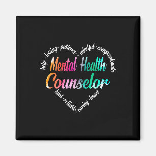 Mental Health Counsellor Heart Word Cloud Watercol Magnet