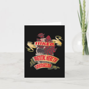 Mental Health Counsellor Inked Skull And Red Roses Card