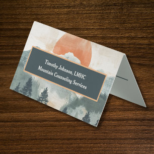 Mental Health Counsellor Painterly Mountain Sun Business Card
