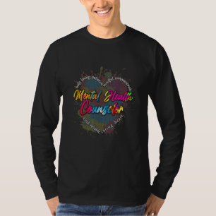 Mental Health Counselor Heart Awareness Therapist T-Shirt