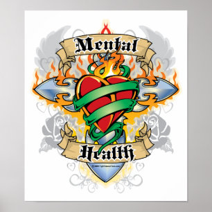 Mental Health Cross & Heart Poster