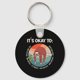 Mental Health Cute Sloth Mental Health Women Kids Key Ring