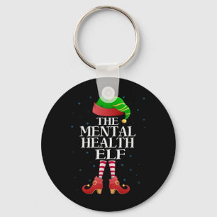 Mental Health Elf Fun Matching Pajama Group Christ Key Ring