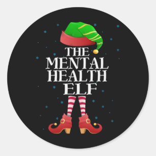 Mental Health Elf Funny Matching Pajama Group Chri Classic Round Sticker