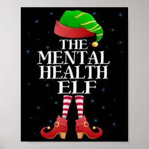 Mental Health Elf Funny Matching Pajama Group Chri Poster