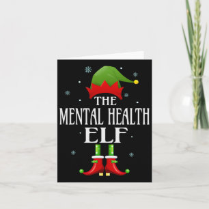 Mental Health Elf Xmas Fun Family Matching Christm Card