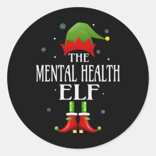 Mental Health Elf Xmas Funny Family Matching Chris Classic Round Sticker