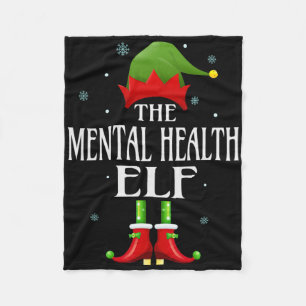 Mental Health Elf Xmas Funny Family Matching Chris Fleece Blanket