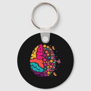 Mental Health Floral Brain Depression Awareness Co Key Ring