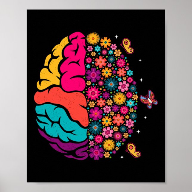 Mental Health Floral Brain Depression Awareness Co Poster (Front)