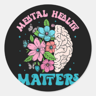 Mental Health Floral Human Brain Mental Awareness Classic Round Sticker