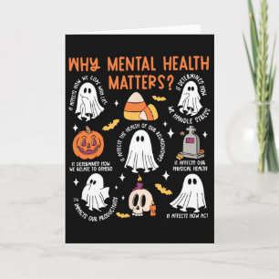Mental Health Ghost Halloween Therapist School Psy Card