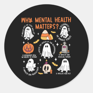 Mental Health Ghost Halloween Therapist School Psy Classic Round Sticker