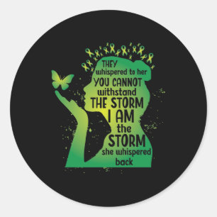 Mental Health Green Ribbon Butterfly Classic Round Sticker