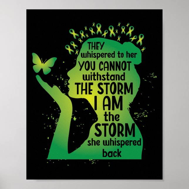 Mental Health Green Ribbon Butterfly Poster (Front)