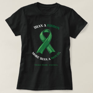 Mental Health Green Ribbon Long-Term Support Art T-Shirt