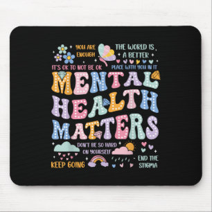 Mental Health Groovy Floral Mental Health Awarenes Mouse Pad