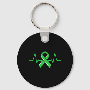 Mental Health Heartbeat Tea Gift Green Ribbon Key Ring
