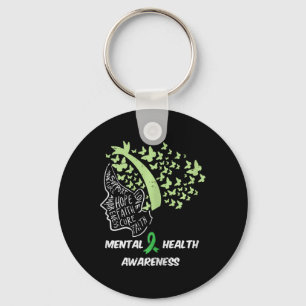 Mental Health Hope Cure Butterfly Hair Aware Girl Key Ring