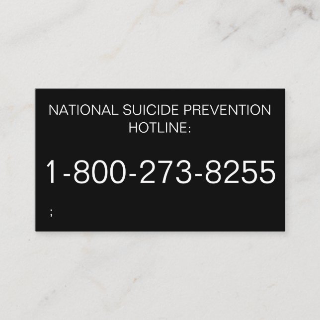 MENTAL HEALTH HOTLINE CARDS (Front)