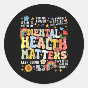 Mental Health Human Brain Floral Illness Awareness Classic Round Sticker